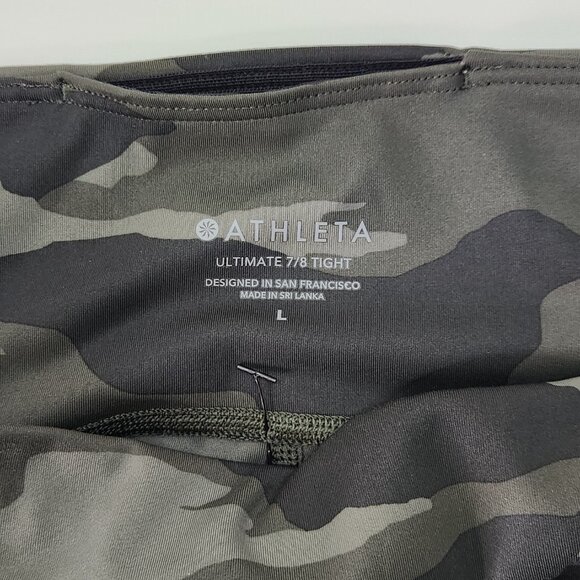 Athleta Ultimate 7/8 Tight Leggings Womens Large L Green Camo Athletic Gym SS07X - Picture 5 of 9